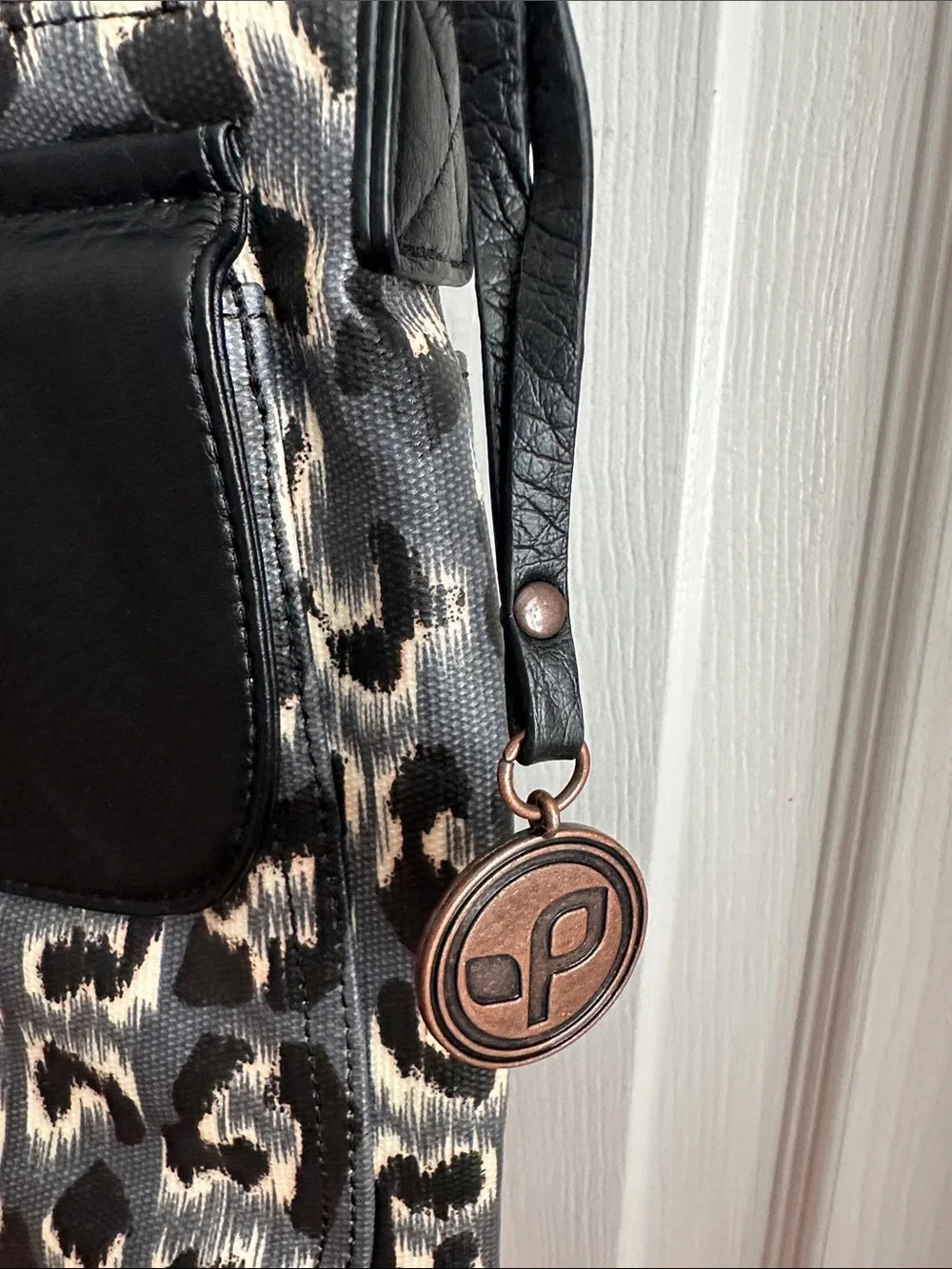 pistil Black and Cream Leopard-Print Crossbody Satchel